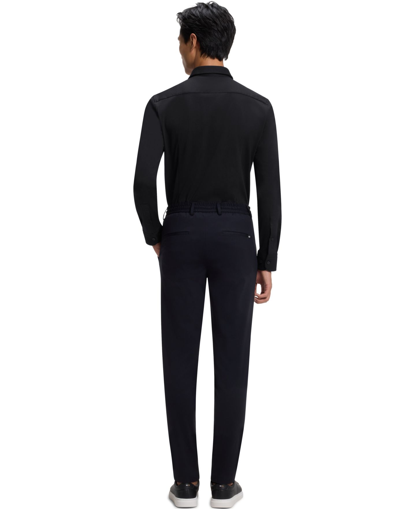 Мужская рубашка Hugo Boss Performance-Stretch Slim-Fit Dress Shirt, цвет: Чёрный — фото 3