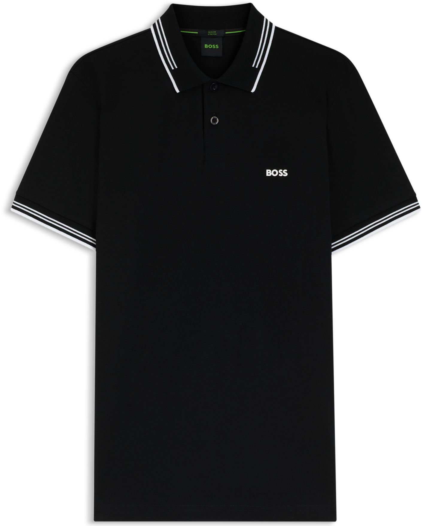 Мужские поло BOSS by Hugo Boss Stretch-Cotton Slim-Fit Polo Shirt, цвет: Чёрный — фото 2