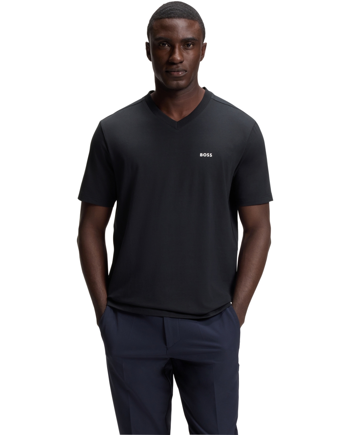 Boss by Hugo Boss Men's Contrast Logo Regular-Fit T-Shirt - Dark Blue