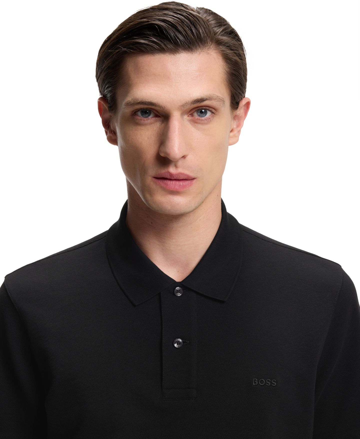 Мужское поло Hugo Boss Cotton Piqué Pallas Regular-Fit Polo Shirt, цвет: Чёрный — фото 5