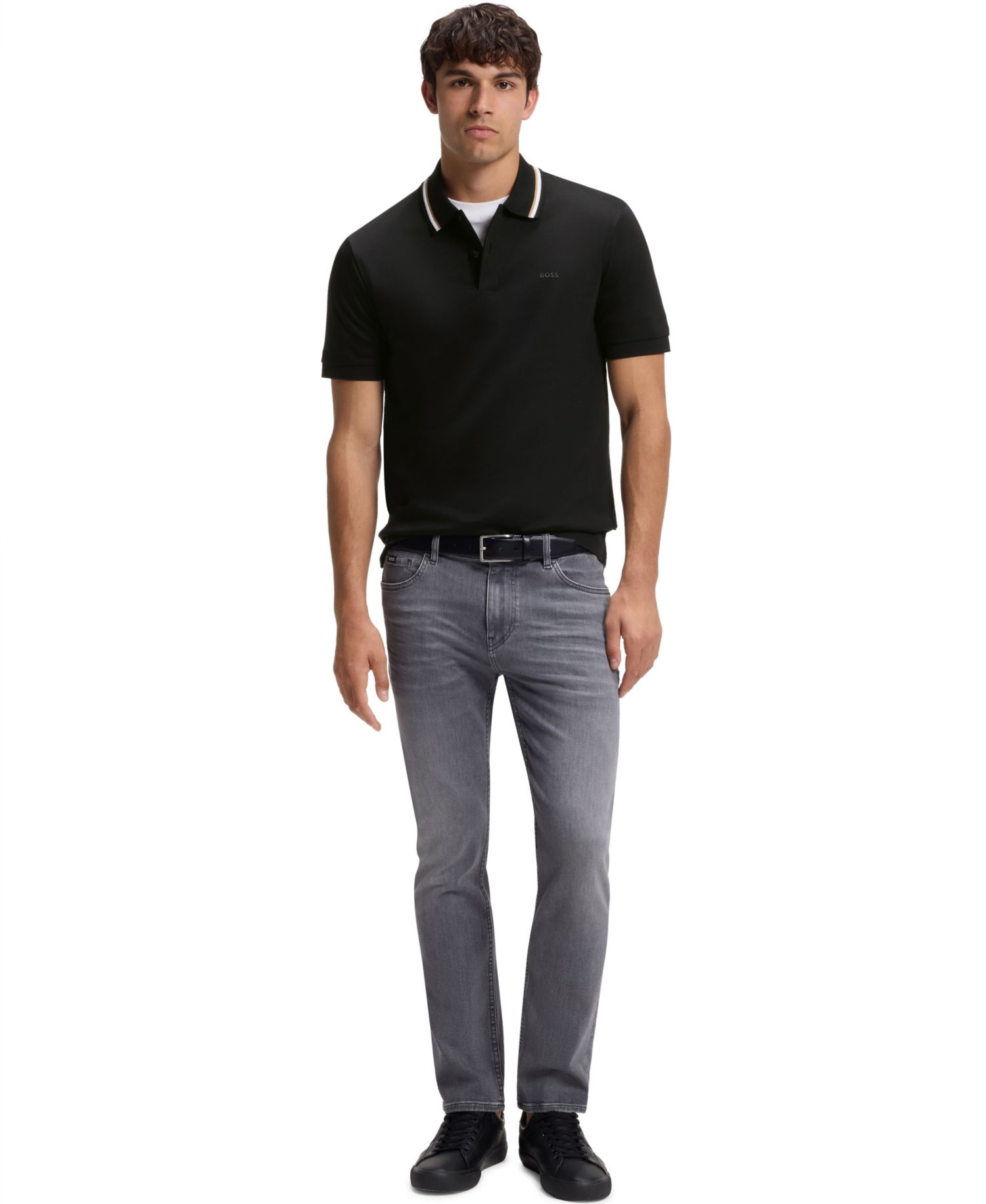 Men's Cotton Slim-Fit Striped Collar Polo Shirt