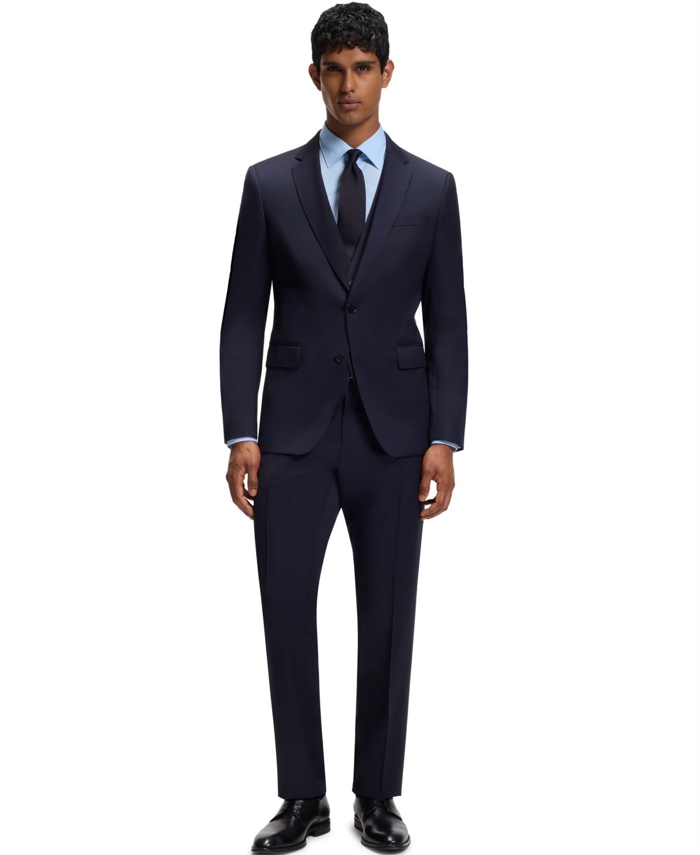 Мужские жилеты BOSS by Hugo Boss Virgin-Wool Serge Slim-Fit Vest, цвет: Тёмный синий — фото 4