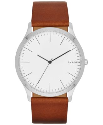 Skagen - Men's Light Brown Leather Strap Watch 41mm SKW6331