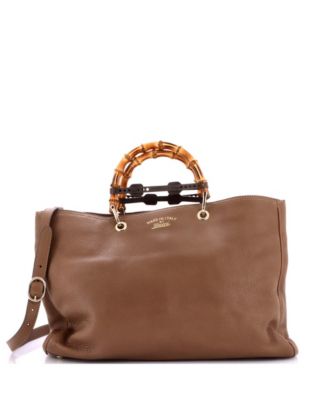 Large Bamboo Shopper Tote Leather