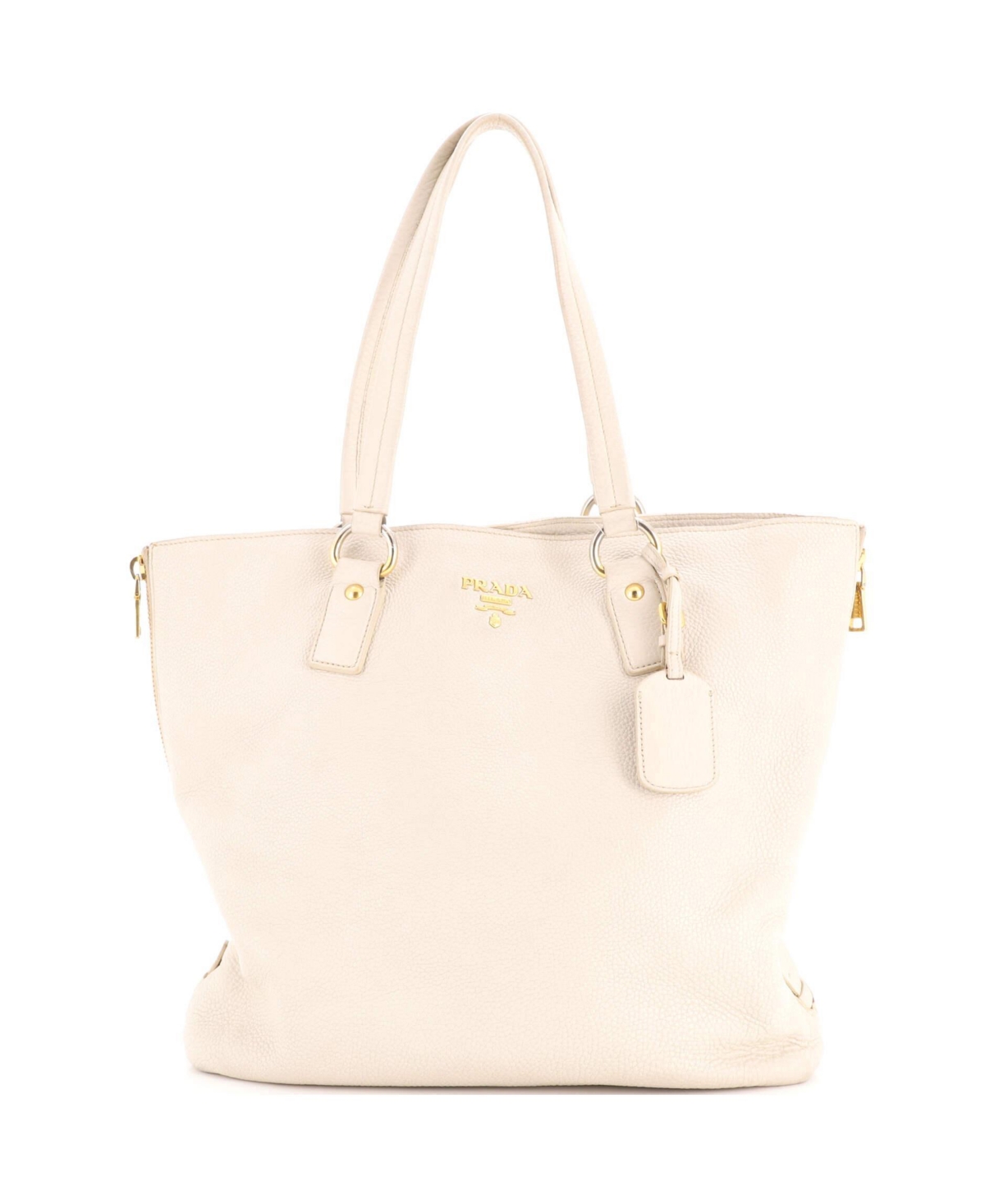 Pre-Owned Prada Large Side Zip Shopper Tote Vitello Daino