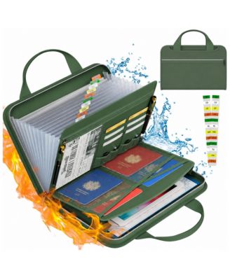 Fireproof Waterproof Accordion File Organizer 13 Pockets Expanding Folder with Card Slots