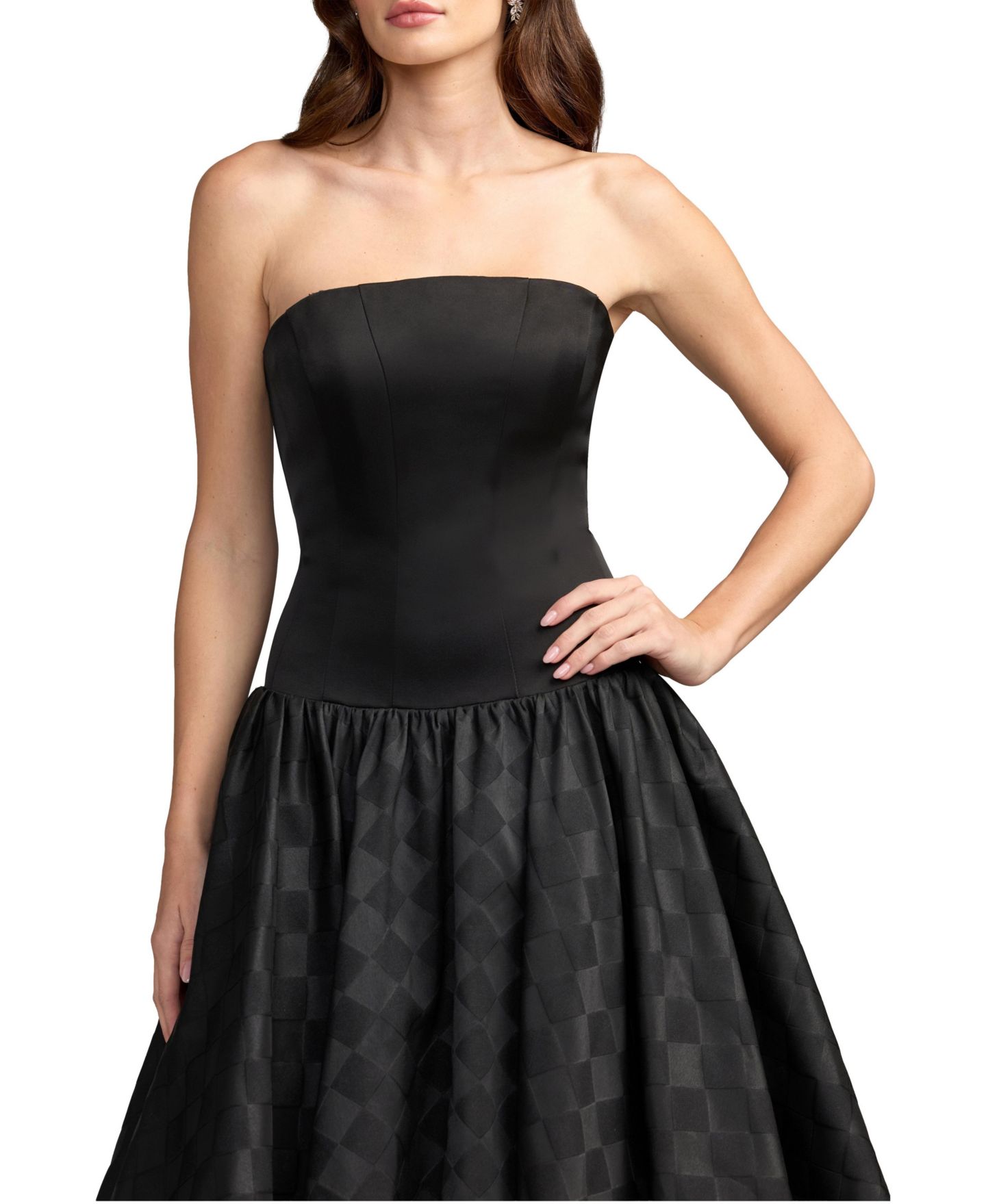 Женское платье Mac Duggal Strapless Drop-Waist Gown, цвет: Чёрный — фото 3