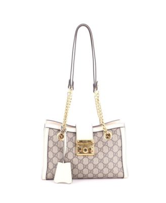 Small Padlock Chain Tote GG Coated Canvas with Leather