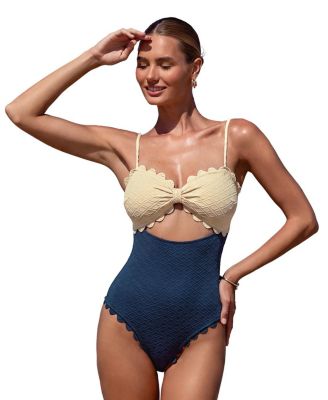 Women's Analia Scalloped-Trim Cutout One-Piece Swimsuit