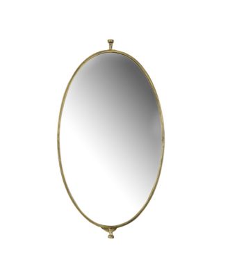 Distressed Oval Metal Framed Pivoting Wall Mirror