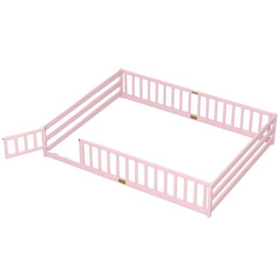 Kids Montessori Low Floor Bed with Safety Guardrails