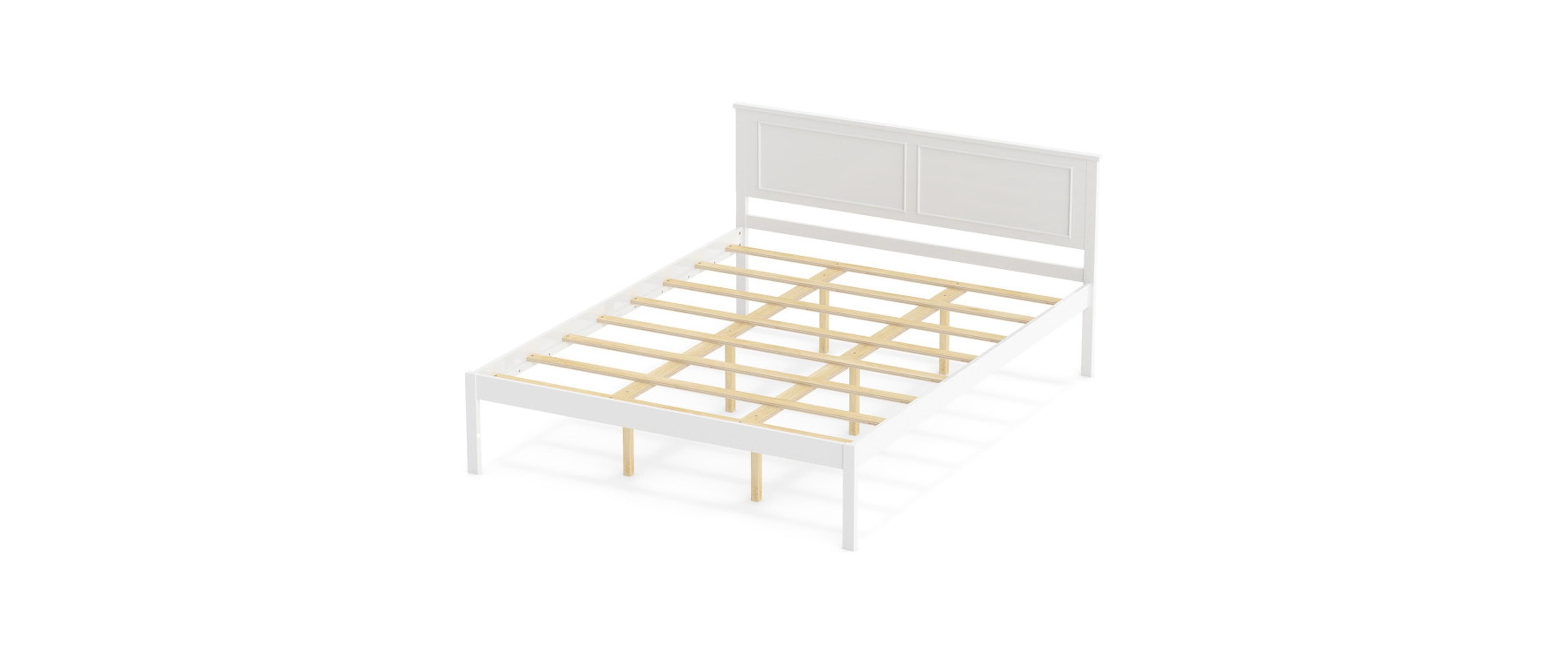 Gouun Queen Farmhouse Platform Bed Frame with Tall Headboard