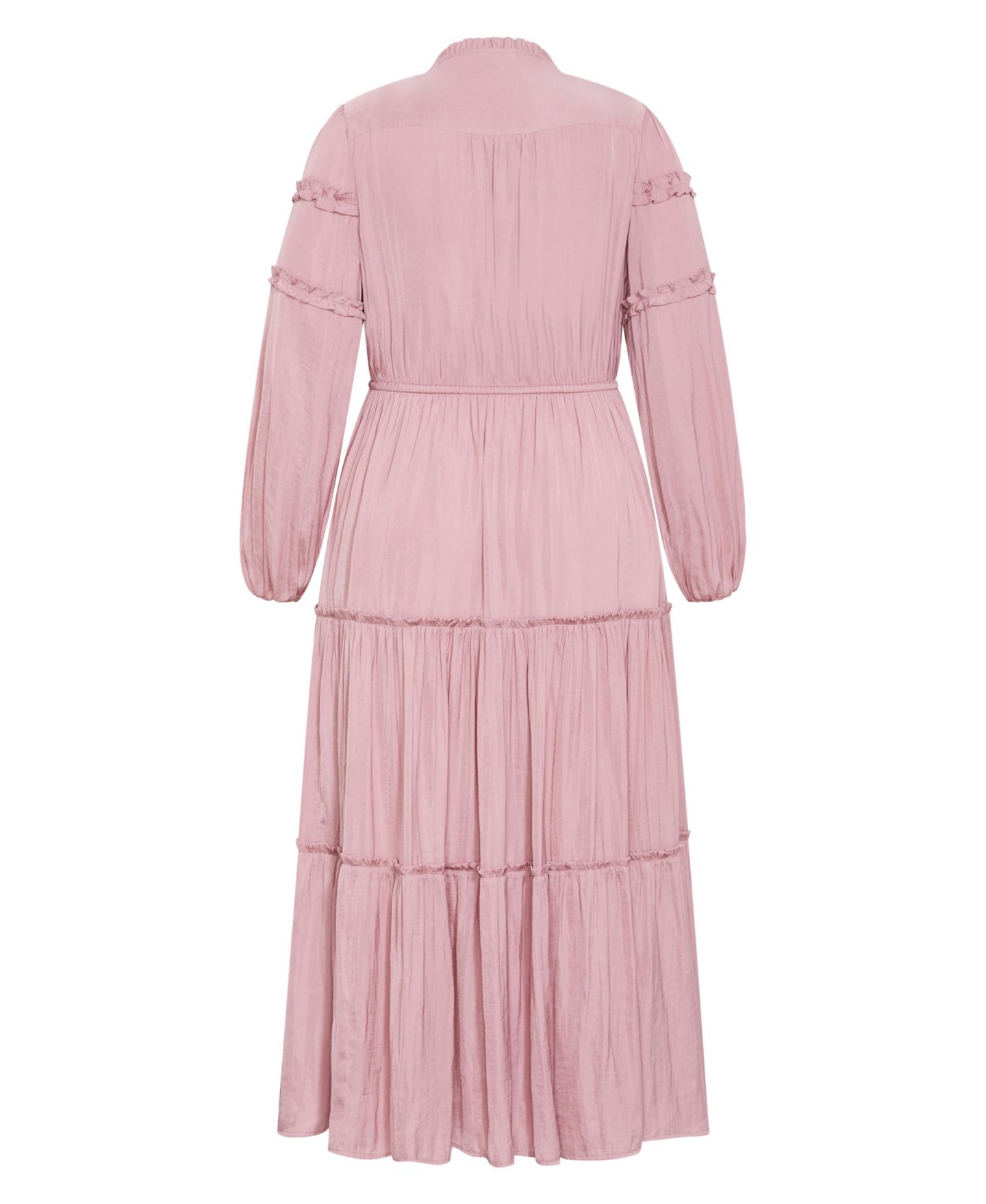 Женское платье CITY CHIC Plus Size Drama Queen Boho Tiered Long Sleeve Maxi, цвет: Пыльный розовый — фото 5