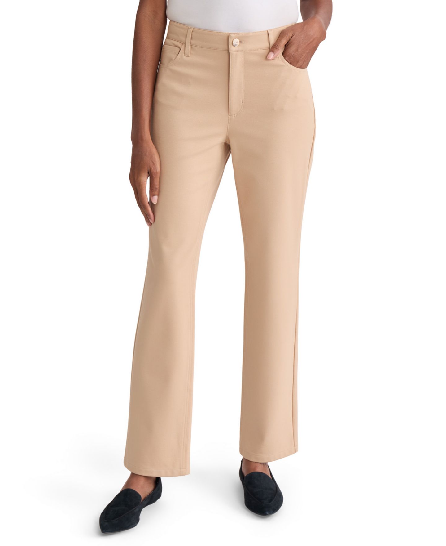 Женские брюки Jones New York Lexington High-Waisted Straight Five-Pocket, цвет: Cafe Au Lait — фото 1