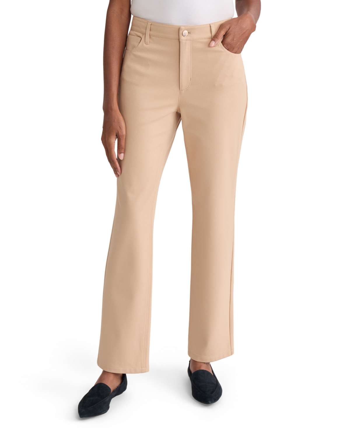 Jones New York Women's Lexington High-Waisted Straight Five-Pocket Pants - Cafe Au Lait