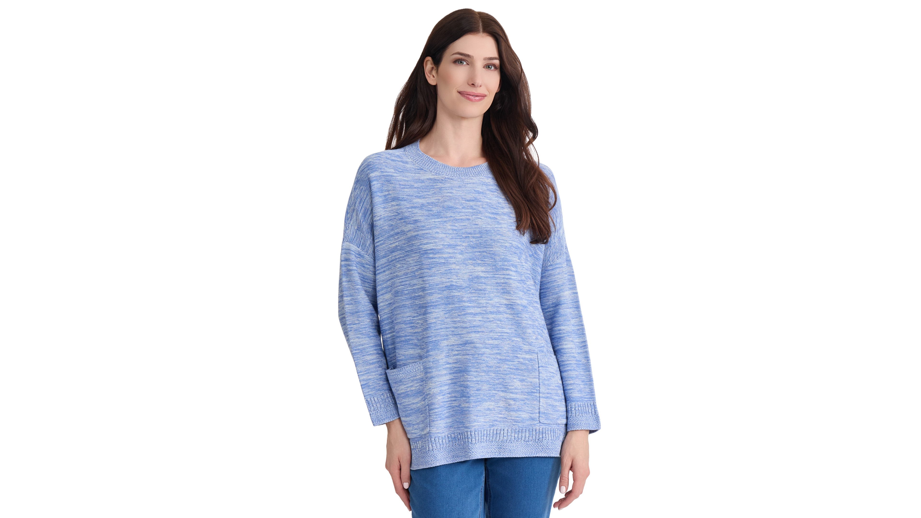 Jones New York Women's Crewneck Marled Poncho Sweater