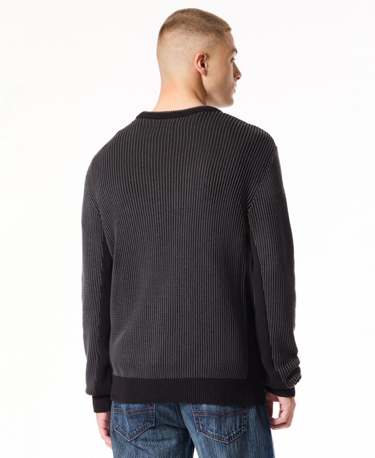 Мужской свитер Buffalo David Bitton Wiles Crewneck Waffle-Knit, цвет: Чёрный — фото 4