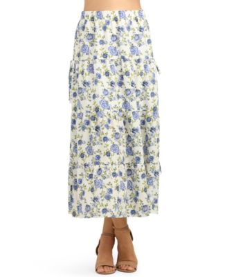 Juniors' High-Waisted Floral-Print Tiered Skirt