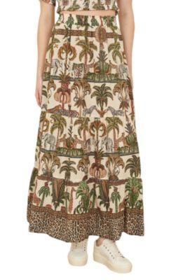 Women's Animal Print High-Waisted Midi Skirt