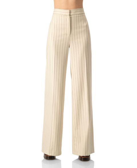 Женские брюки Ivonne Pinstripe Wide-Leg High-Waist, цвет: Бежевый