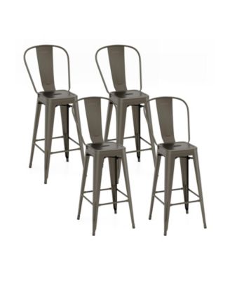 Set of 4 Stackable Metal Bar Stools with Removable Back