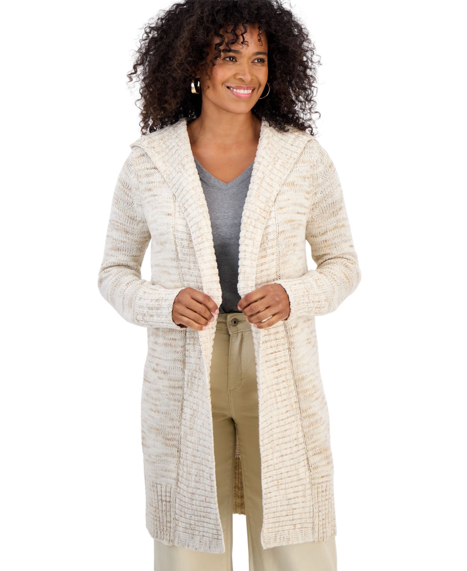 Women's Hooded Open-Front Cardigan