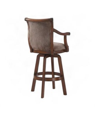 Rubberwood Swivel Bar Stool with Arms, Back, Cushion