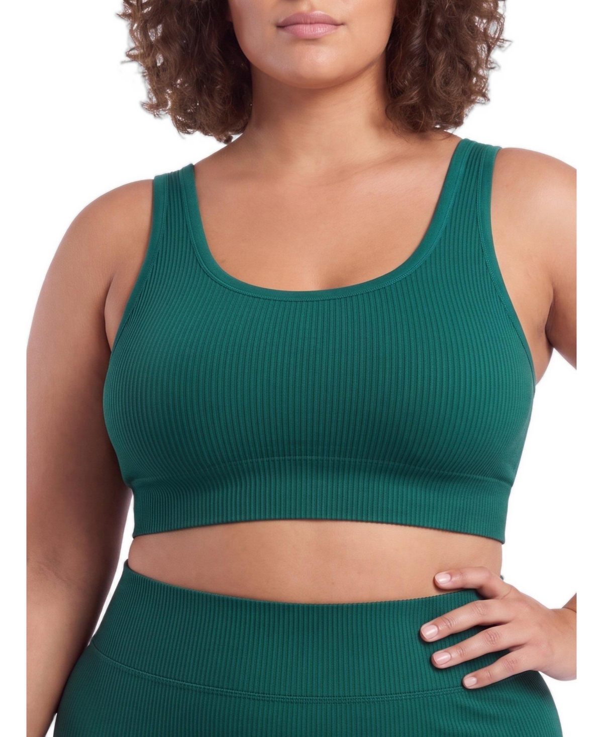 Torrid Plus Size Lightly Lined Seamless Rib Scoop Bralette - Botanical garden