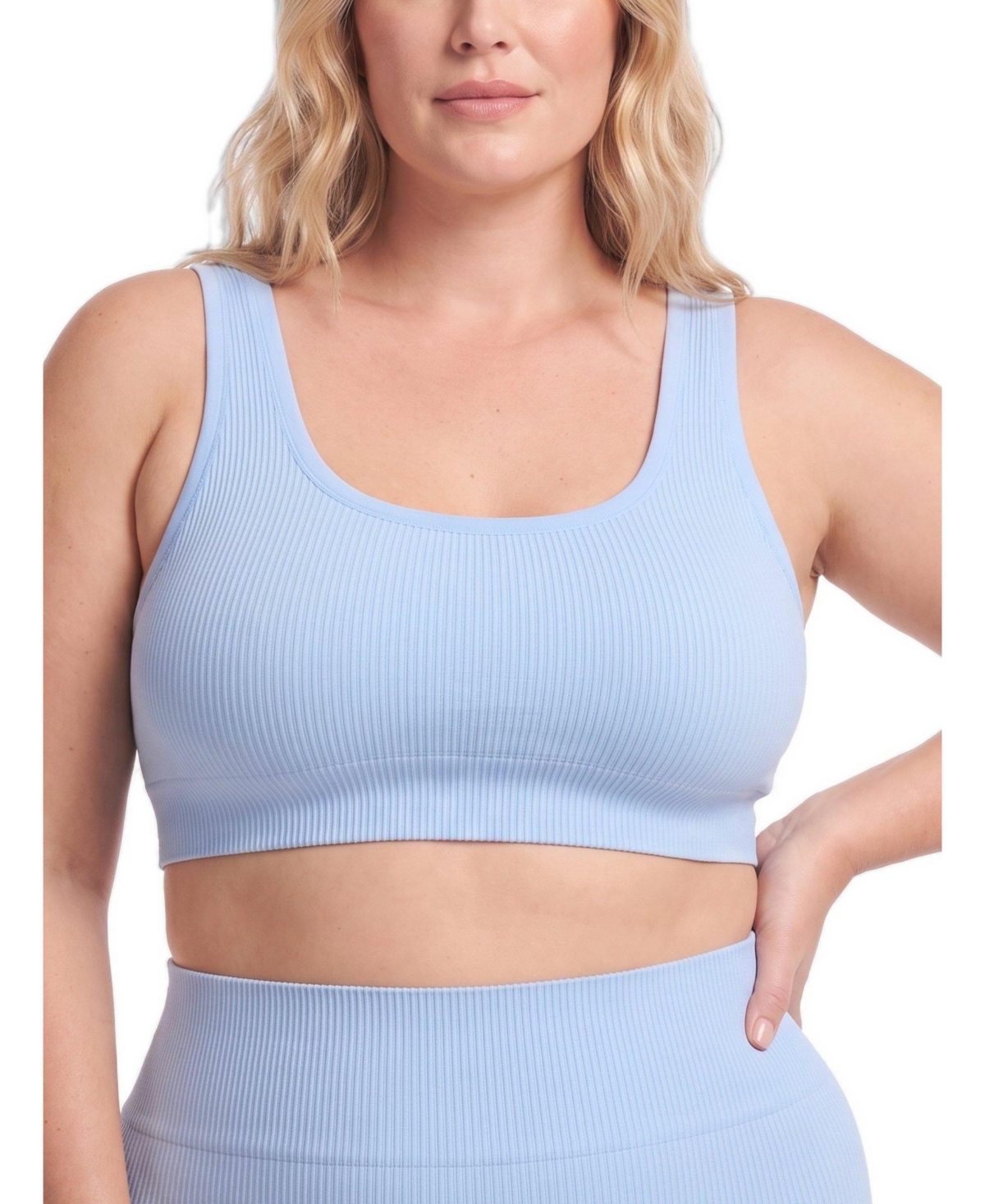 Torrid Plus Size Lightly Lined Seamless Rib Scoop Bralette - Chambray blue