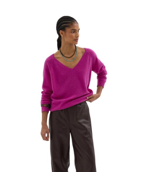 Женский свитер Hush Constance Cashmere V-Neck, цвет: Пурпурный