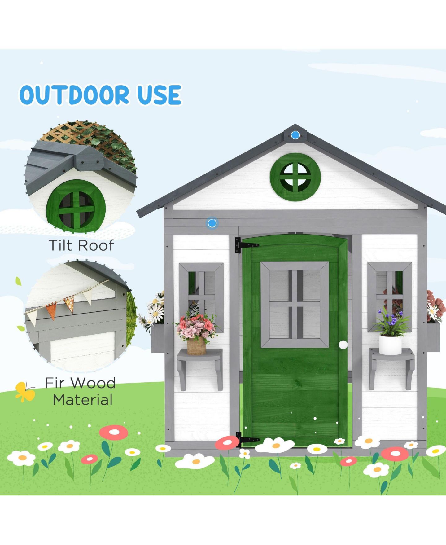 Детская игрушка SEVORLEY Outdoor Wood Playhouse, Ages 3-8, цвет: Белый — фото 6