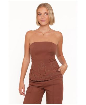 Women's Benton Strapless Eyelet Top