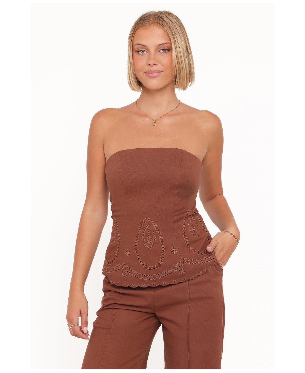 Petal and Pup Women's Benton Strapless Eyelet Top