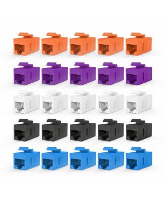 UL Listed Cat6 PoE Keystone Coupler, Compatible with Cat6/Cat5e/Cat5 Cables, 25-Pack