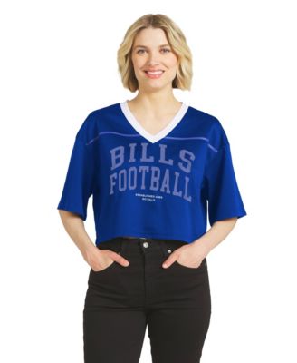 Women's  Royal Buffalo Bills Cropped V-Neck Jersey T-Shirt