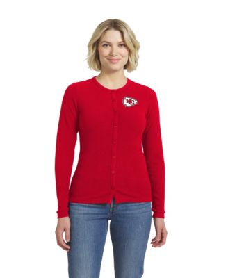 Women's  Red Kansas City Chiefs Ribbed Full-Button Cardigan Sweater