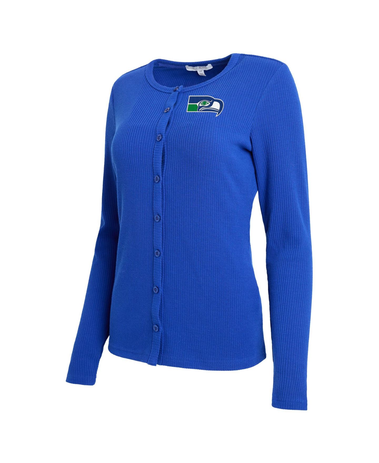 Женский кардиган WEAR by Erin Andrews Royal Seattle Seahawks Ribbed Full-Button Cardigan — фото 4