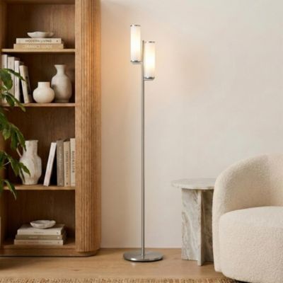 Gemini Satin Nickel Dimmable LED Floor Lamp (64")