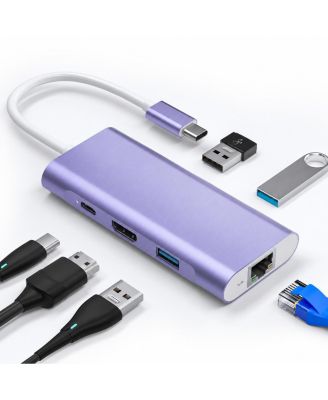 6-in-1 4K HDMI 100W Power Delivery USB-C Hub Multiport Adapter for PC/Mac