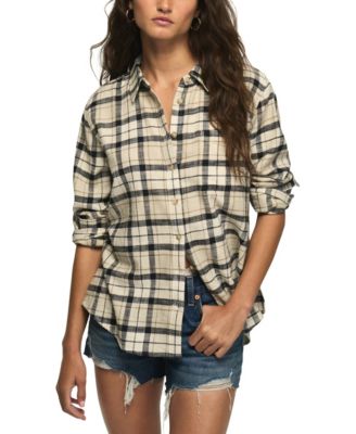 Women's Long-Sleeve Plaid Button Down Shirt