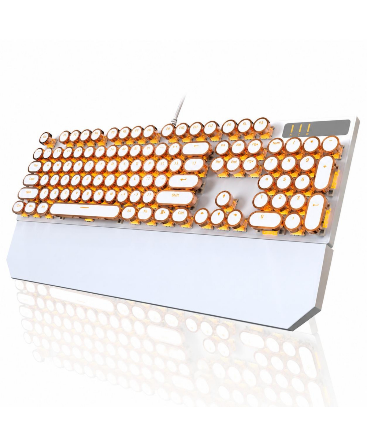 Lofree Typewriter Style Mechanical Gaming Keyboard Rgb Backlit 104 Keys Wired Round Keycaps - Gold (circle)