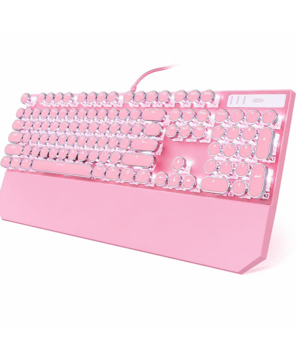 Lofree Typewriter Style Mechanical Gaming Keyboard Rgb Backlit 104 Keys Wired Round Keycaps - Pink (circle)
