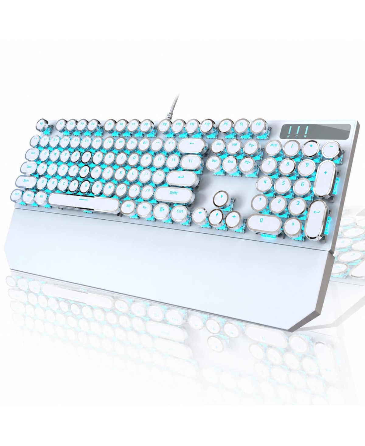 Lofree Typewriter Style Mechanical Gaming Keyboard Rgb Backlit 104 Keys Blue Wired Round Keycaps - White