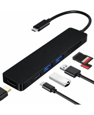 7 in 1 USB C Hub 4K HDMI 100W PD Charging 5Gbps Data Transfer SD TF Card Reader Aluminum Travel Ready for Laptop