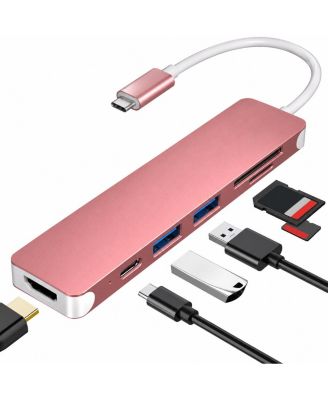 7 in 1 USB C Hub 4K HDMI 100W PD Charging 5Gbps Data Transfer SD TF Card Reader Aluminum Travel Ready for Laptop