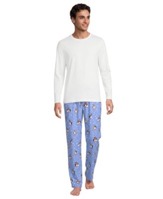 Men's Jersey-Knit Long-Sleeve T-Shirt and Flannel Pants, 2-Piece Set