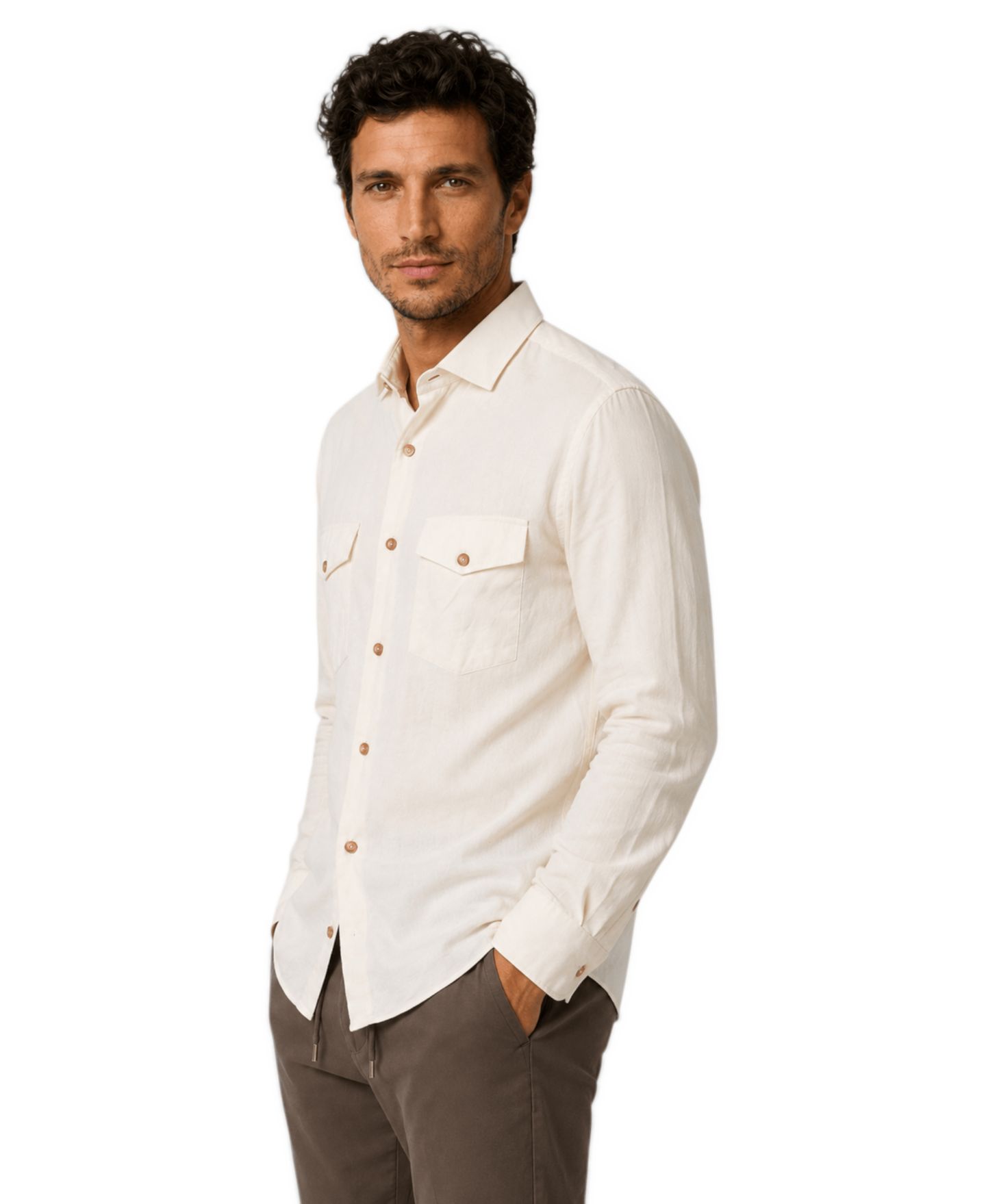 Мужская рубашка Garnet Regular-Fit Cotton-Cashmere Blend Overshirt, цвет: Молочный белый — фото 4