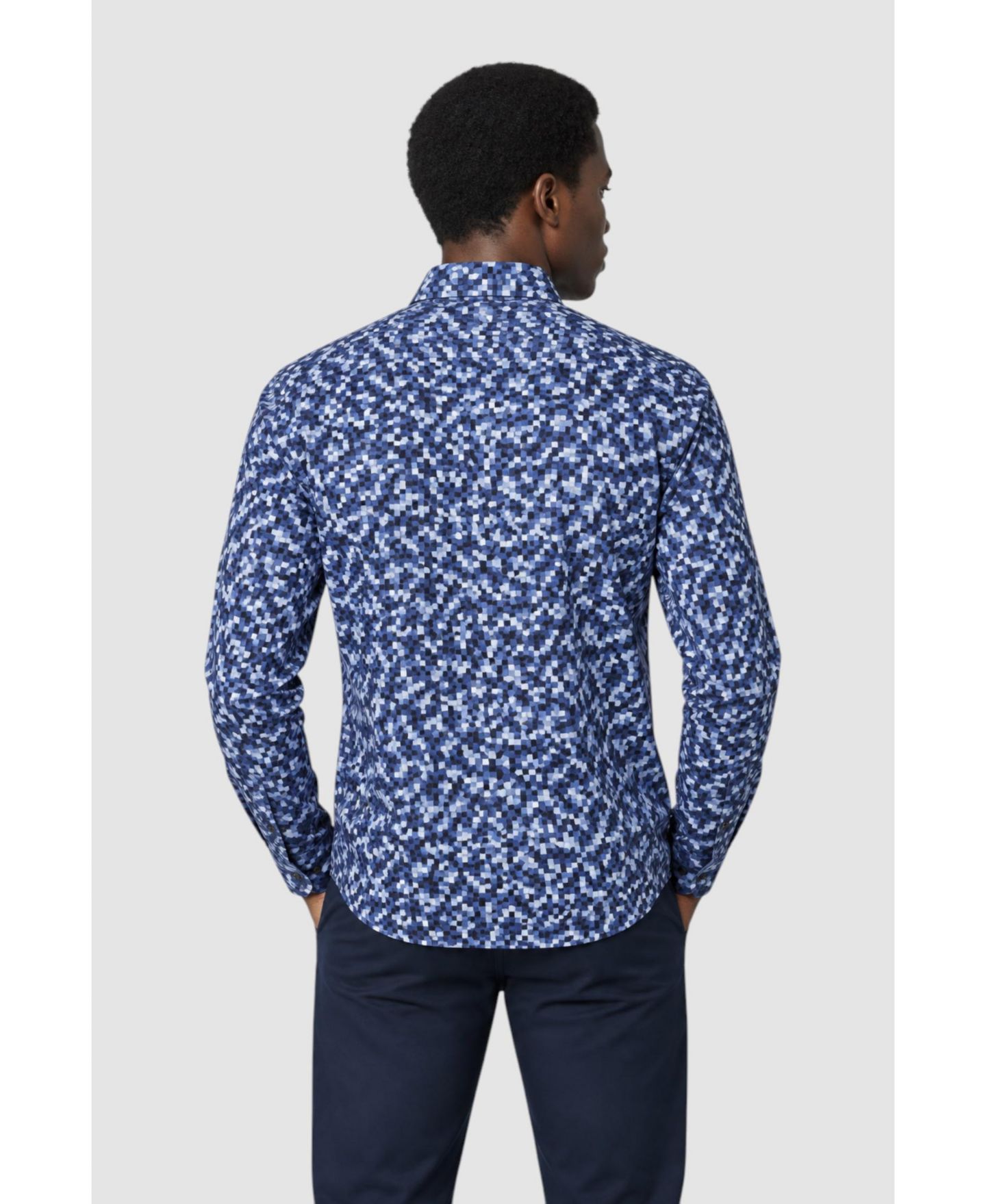 Мужская рубашка Garnet Spread Collar Floral-Print Long-Sleeve Button-Down, цвет: Королевский синий — фото 5