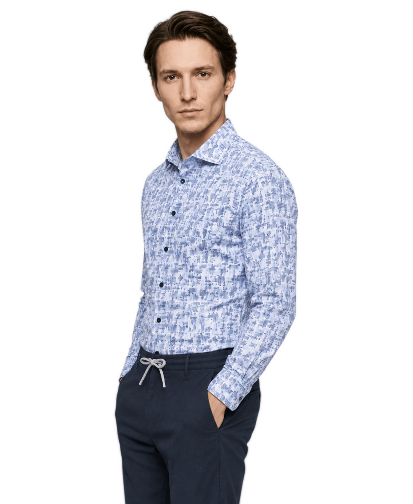 Мужская рубашка Garnet Regular-Fit Print Long-Sleeve Button-Down, цвет: Небесно-голубой — фото 5