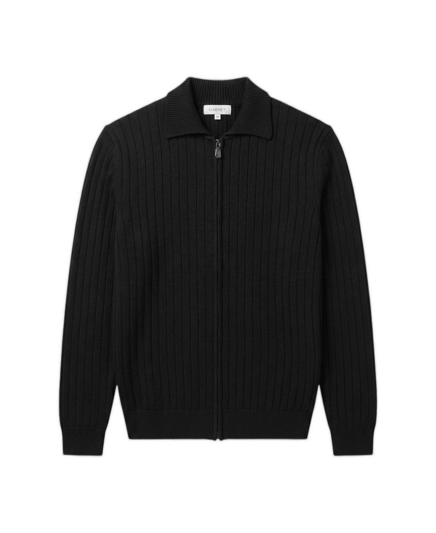 Мужской свитер Garnet Cortona Big & Tall из мериноса, воротник-стойка, полумолния, цвет: Чёрный — фото 1